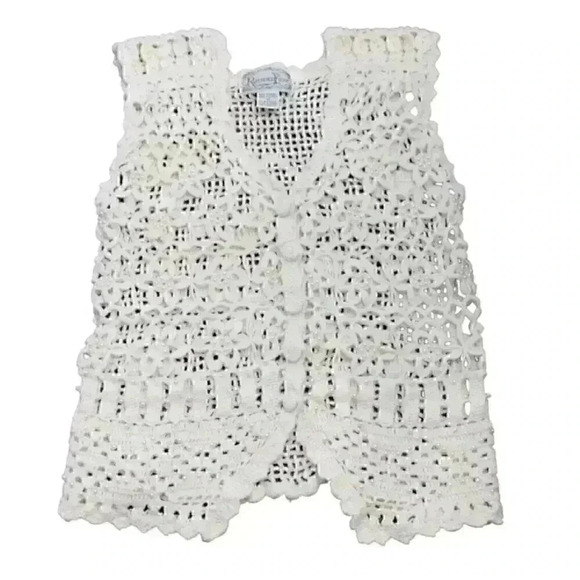 Vintage Size Medium Crochet Floral Beaded Cottagecore Whimsigoth Cardigan Boho - Picture 1 of 11